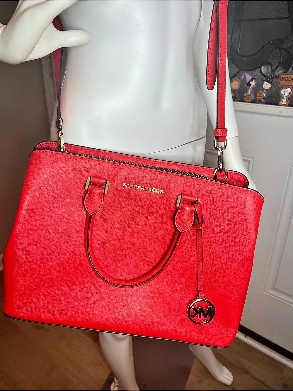 Michael Kors Red Saffiano Satchel